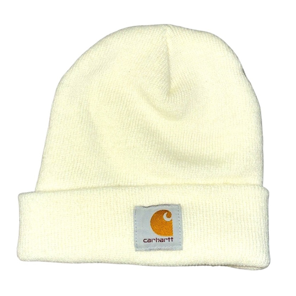 CARHARTT white cream colored beanie hat foldable one size unisex
